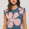 Floral Sweater Vest - Blue
