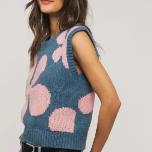 Floral Sweater Vest - Blue