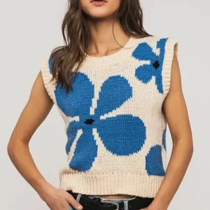 Floral Sweater Vest - Cream