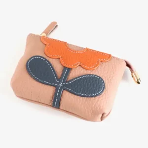 Flower Applique Leather Coin Purse - Several Colors