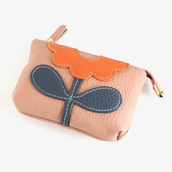 Flower Applique Leather Coin Purse - Several Colors