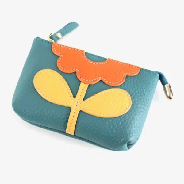 Flower Applique Leather Coin Purse - Several Colors