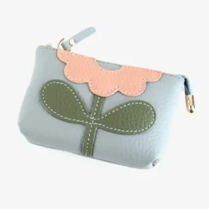 Flower Applique Leather Coin Purse - Several Colors