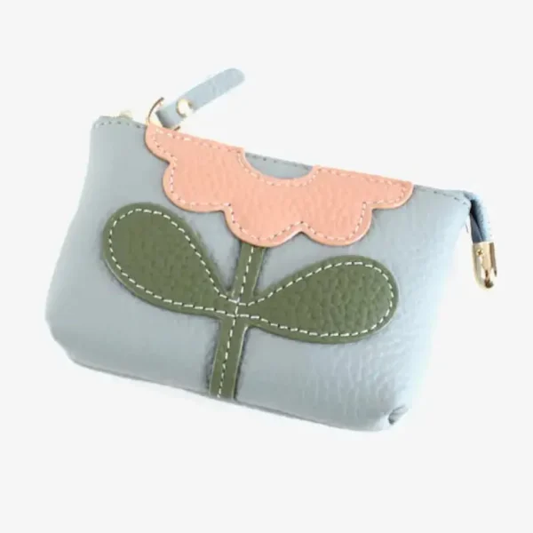 Flower Applique Leather Coin Purse - Several Colors