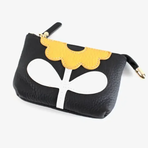 Flower Applique Leather Coin Purse - Several Colors