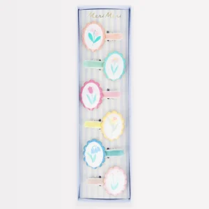 Flower Cameo Hair Clips (x6)