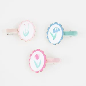 Flower Cameo Hair Clips (x6)
