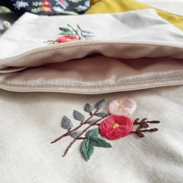 Flower Embroidered Cosmetics Bag - Several Designs