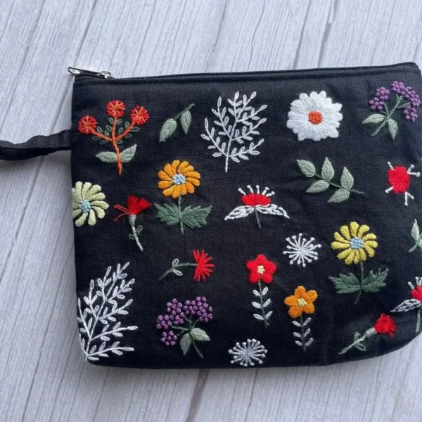 Flower Embroidered Cosmetics Bag - Several Designs