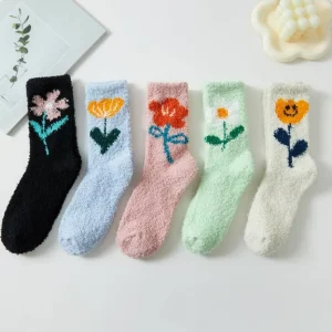 Flower Petal Fuzzy Socks