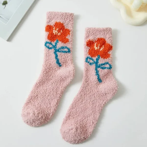 Flower Petal Fuzzy Socks