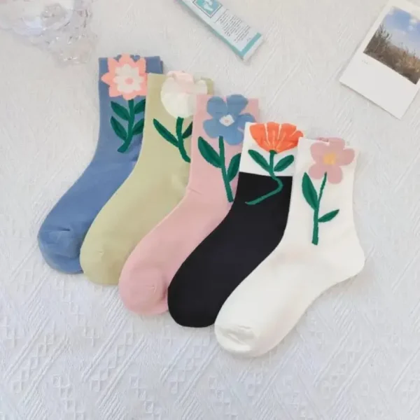 Flower Top Cotton Socks - Several Styles