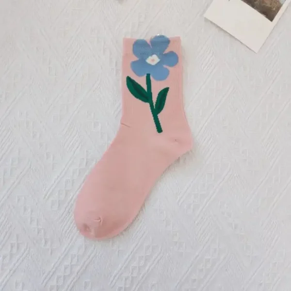 Flower Top Cotton Socks - Several Styles