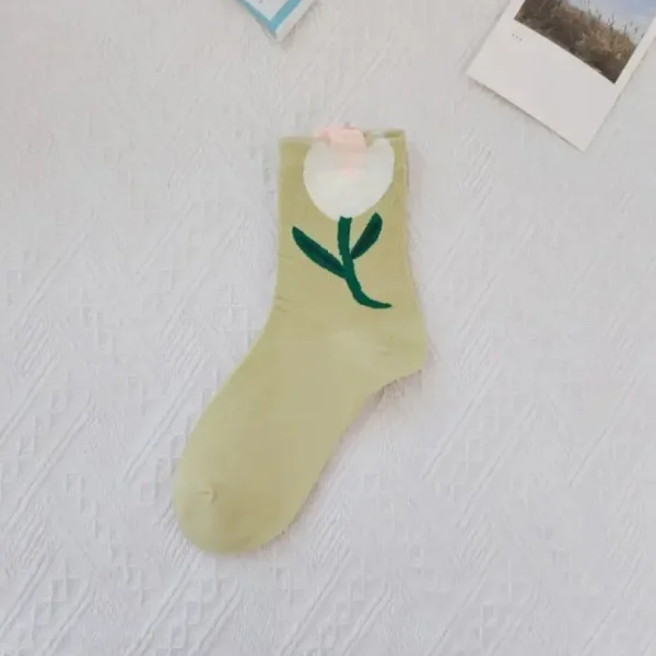 Flower Top Cotton Socks - Several Styles