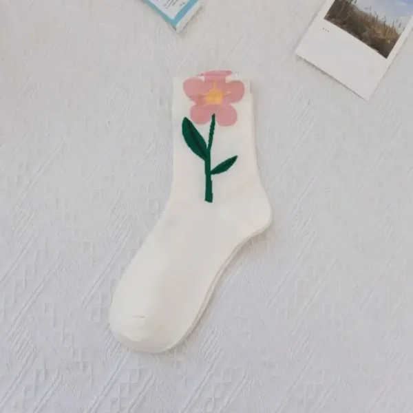 Flower Top Cotton Socks - Several Styles