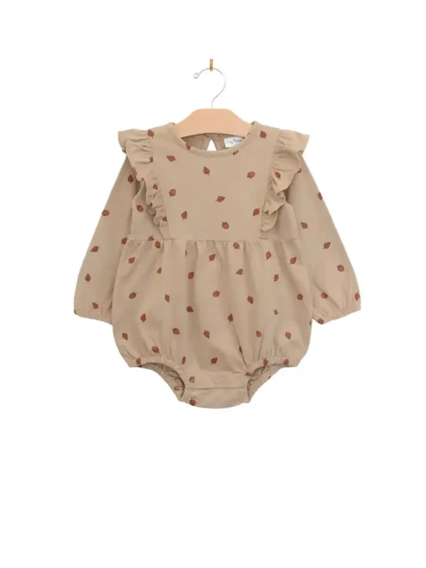 Flutter Long Sleeve Romper- Acorn Pecan