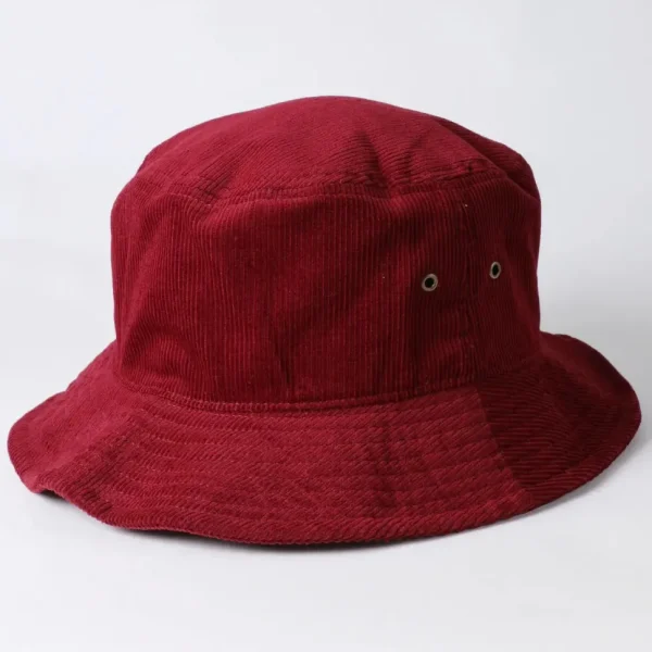 Foldable Vintage Corduroy Bucket Hat - Burgundy