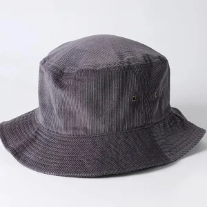 Foldable Vintage Corduroy Bucket Hat - Grey