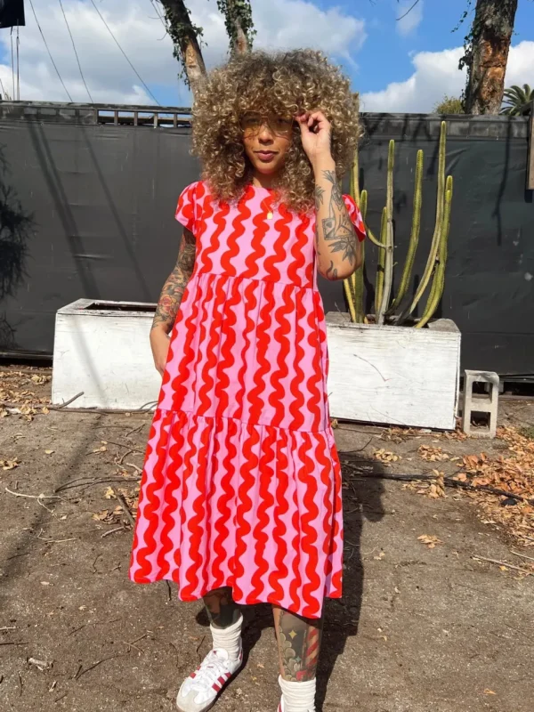 Frida Dress - Pink Squiggle