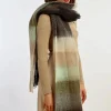 Fringed Check Scarf - Black/Mint