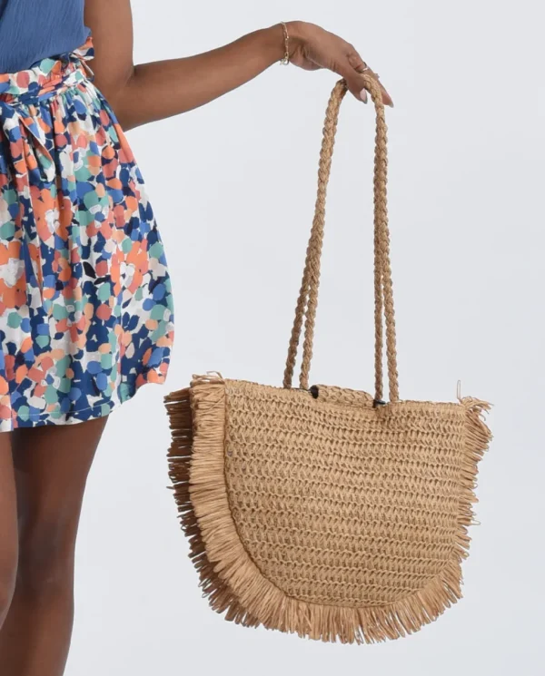 Fringed Woven Tote Bag