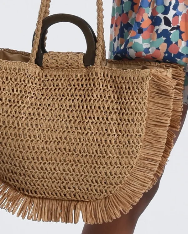 Fringed Woven Tote Bag
