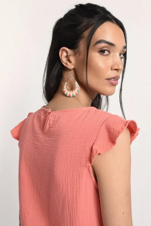 Front Knotted Top - Coral