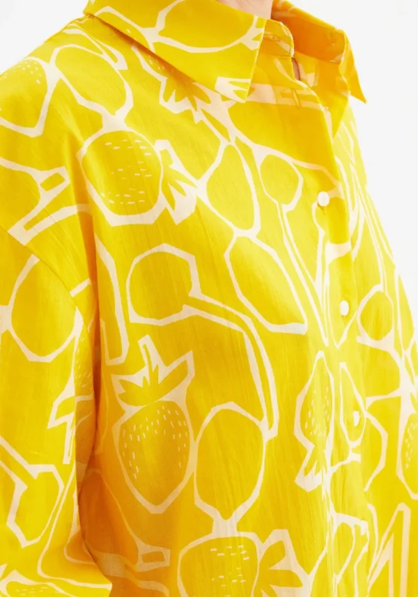 Fruit Print Oversized Long-Sleeved Shirt