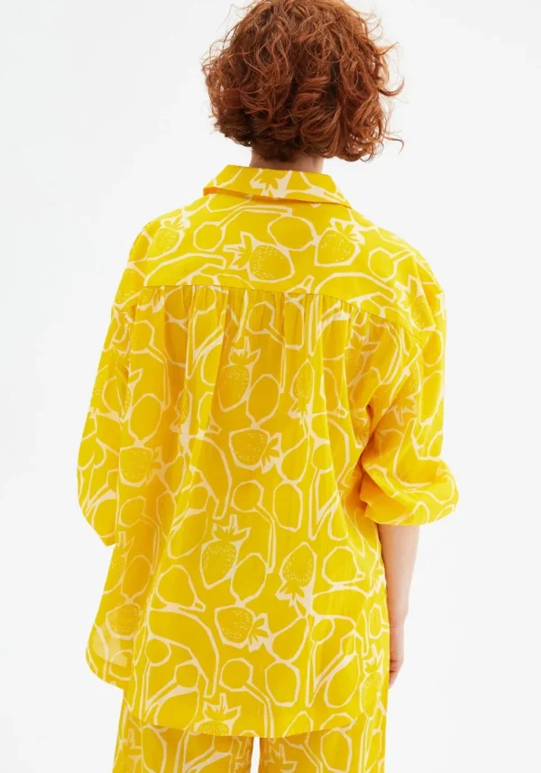 Fruit Print Oversized Long-Sleeved Shirt