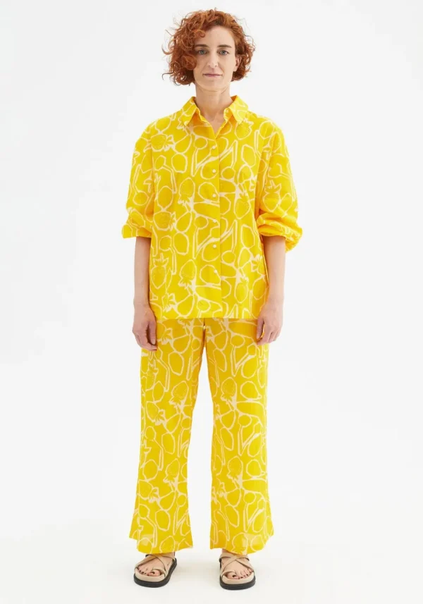 Fruit Print Oversized Long-Sleeved Shirt