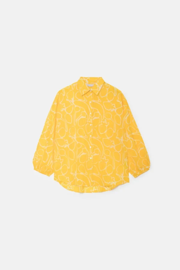 Fruit Print Oversized Long-Sleeved Shirt