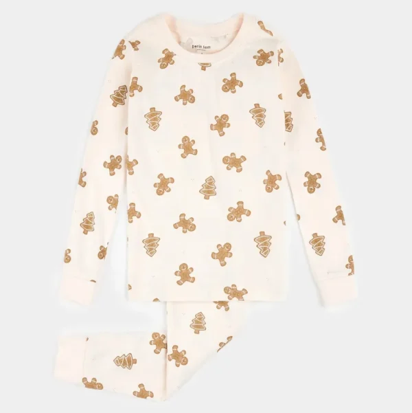 Gingerbread Print on Silver Peony PJ Set
