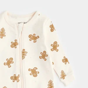 Gingerbread Print on Silver Peony Sleeper