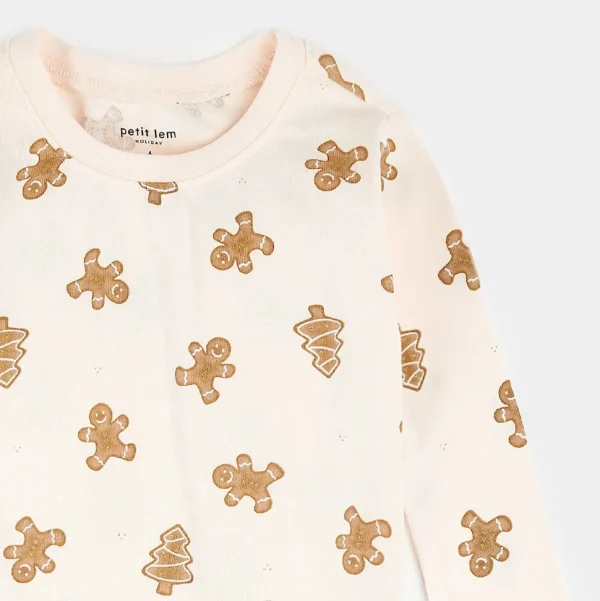 Gingerbread Print on Silver Peony PJ Set