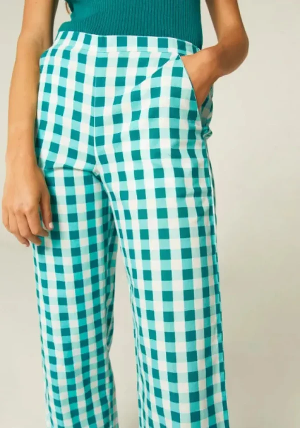 Gingham Cropped Straight-Leg Trousers