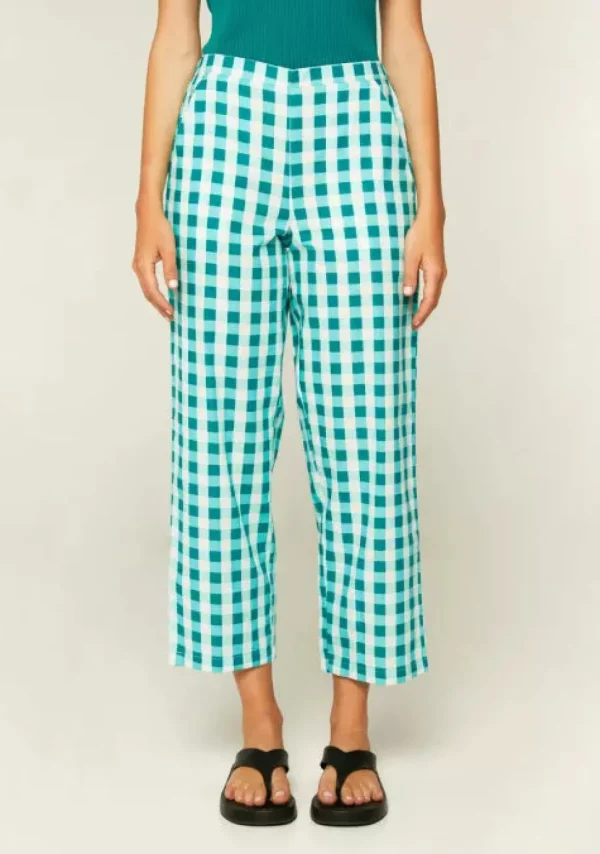 Gingham Cropped Straight-Leg Trousers