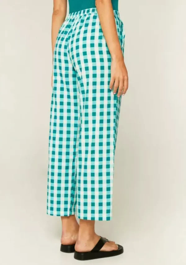 Gingham Cropped Straight-Leg Trousers