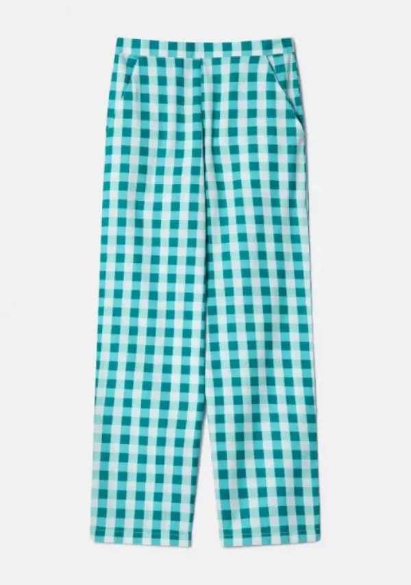 Gingham Cropped Straight-Leg Trousers