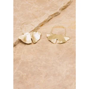 Ginkgo Hoop Earrings - 18k Gold Plating