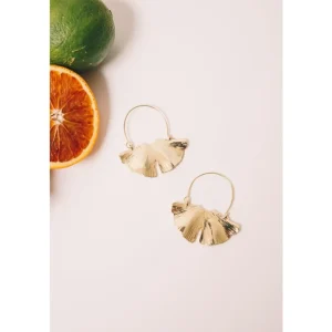 Ginkgo Hoop Earrings - 18k Gold Plating