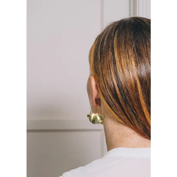 Ginkgo Hoop Earrings - 18k Gold Plating