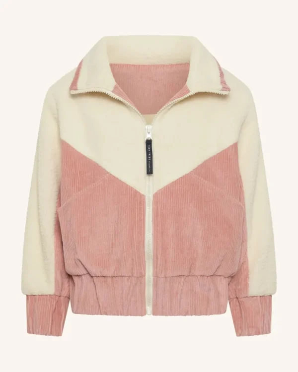 Girls Corduroy Sherpa Zip Jacket - Dusty Rose