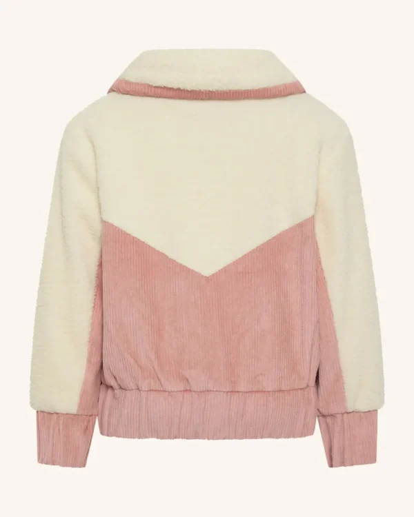 Girls Corduroy Sherpa Zip Jacket - Dusty Rose