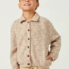 Girls Marled Rib Button Up Knit Jacket
