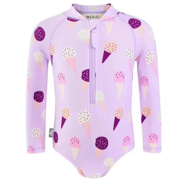 Girls One Piece UV Swimsuit | Lavender Ice Cream