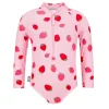 Girls One Piece UV Swimsuit | Pink Strawberry