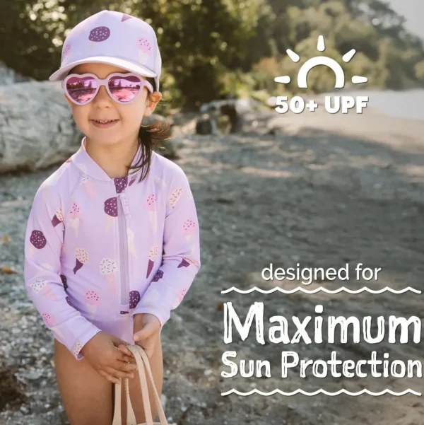 Girls One Piece UV Swimsuit | Lavender Ice Cream