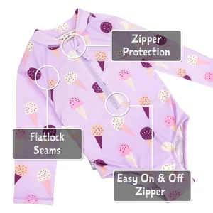 Girls One Piece UV Swimsuit | Lavender Ice Cream