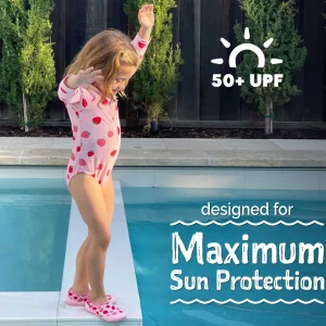 Girls One Piece UV Swimsuit | Pink Strawberry