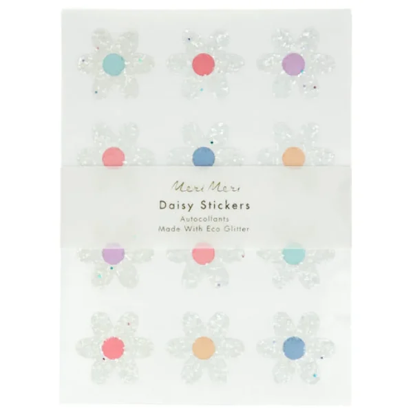 Glitter Daisy Stickers (x 8 sheets)